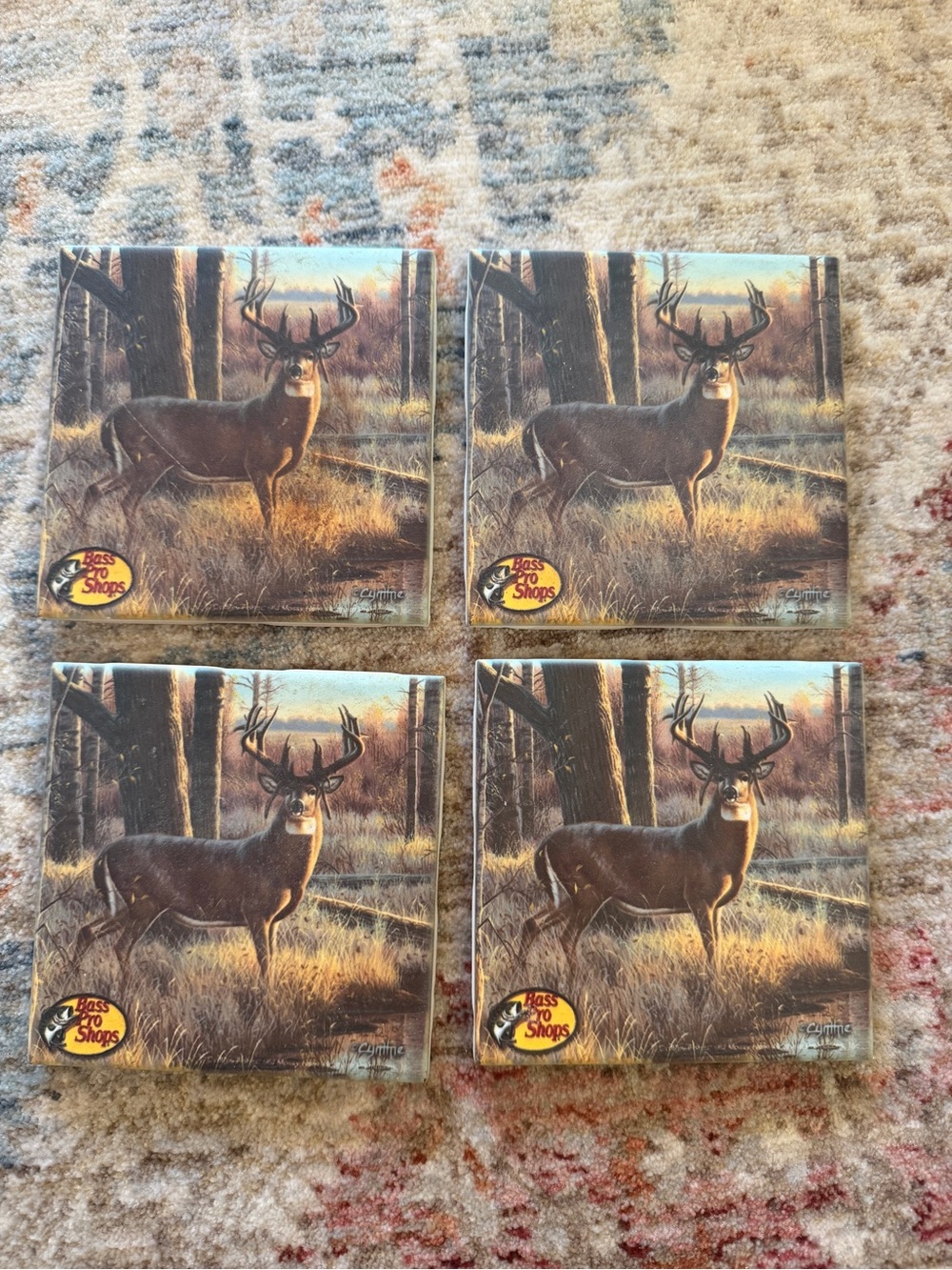 Bass Pro Shops Brown and Tan Deer Coaster Set - Four Square Coasters